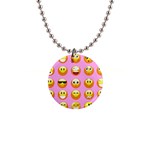 pastel pink Emoji  1  Button Necklace