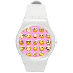 pastel pink Emoji  Round Plastic Sport Watch (M)