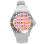 pastel pink Emoji  Round Plastic Sport Watch (L)