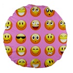 pastel pink Emoji  Large 18  Premium Round Cushion 