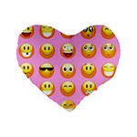 pastel pink Emoji  Standard 16  Premium Heart Shape Cushion 