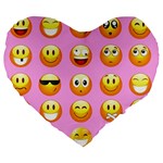 pastel pink Emoji  Large 19  Premium Heart Shape Cushion