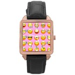 pastel pink Emoji  Rose Gold Leather Watch 