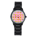 pastel pink Emoji  Stainless Steel Round Watch