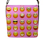 pastel pink Emoji  Flap Closure Messenger Bag (L)