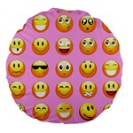 pastel pink Emoji  Large 18  Premium Flano Round Cushion 