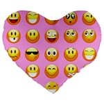 pastel pink Emoji  Large 19  Premium Flano Heart Shape Cushion