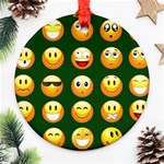 hunter green Emoji Round Ornament (Two Sides)