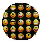 hunter green Emoji Large 18  Premium Flano Round Cushion 