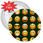 hunter green Emoji 3  Button (10 pack)