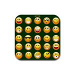 hunter green Emoji Rubber Square Coaster (4 pack)