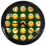 hunter green Emoji Wall Clock (Black)