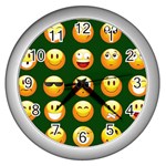 hunter green Emoji Wall Clock (Silver)