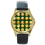 hunter green Emoji Round Gold Metal Watch