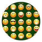 hunter green Emoji Magnet 5  (Round)