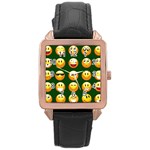 hunter green Emoji Rose Gold Leather Watch 