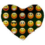 hunter green Emoji Large 19  Premium Flano Heart Shape Cushion