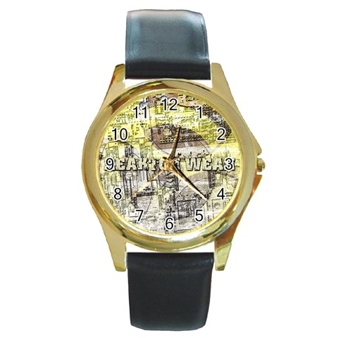 Tech Image Round Gold Metal Watch from ArtsNow.com Front