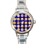 dark blue Emoji Round Italian Charm Watch