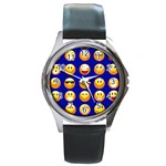 dark blue Emoji Round Metal Watch