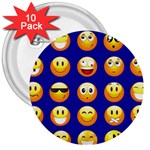 dark blue Emoji 3  Button (10 pack)