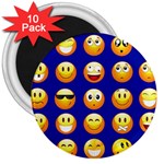 dark blue Emoji 3  Magnet (10 pack)