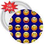 dark blue Emoji 3  Button (100 pack)