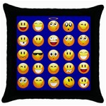 dark blue Emoji Throw Pillow Case (Black)