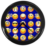 dark blue Emoji Wall Clock (Black)