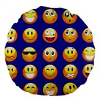 dark blue Emoji Large 18  Premium Round Cushion 