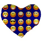 dark blue Emoji Large 19  Premium Heart Shape Cushion