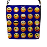 dark blue Emoji Flap Closure Messenger Bag (L)