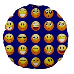 dark blue Emoji Large 18  Premium Flano Round Cushion 