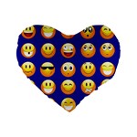 dark blue Emoji Standard 16  Premium Flano Heart Shape Cushion 