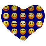 dark blue Emoji Large 19  Premium Flano Heart Shape Cushion