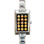 black Emojis Rectangle Italian Charm Watch