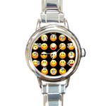 black Emojis Round Italian Charm Watch