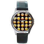 black Emojis Round Metal Watch