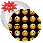 black Emojis 3  Button (10 pack)