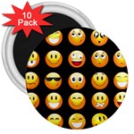 black Emojis 3  Magnet (10 pack)