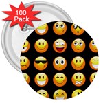 black Emojis 3  Button (100 pack)