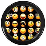 black Emojis Wall Clock (Black)