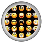 black Emojis Wall Clock (Silver)