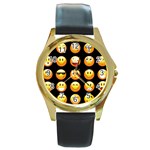 black Emojis Round Gold Metal Watch