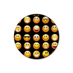 black Emojis Rubber Round Coaster (4 pack)