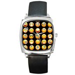 black Emojis Square Metal Watch