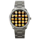 black Emojis Sport Metal Watch