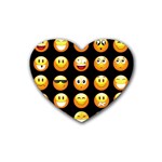 black Emojis Heart Coaster (4 pack)