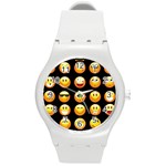 black Emojis Round Plastic Sport Watch (M)