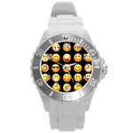 black Emojis Round Plastic Sport Watch (L)